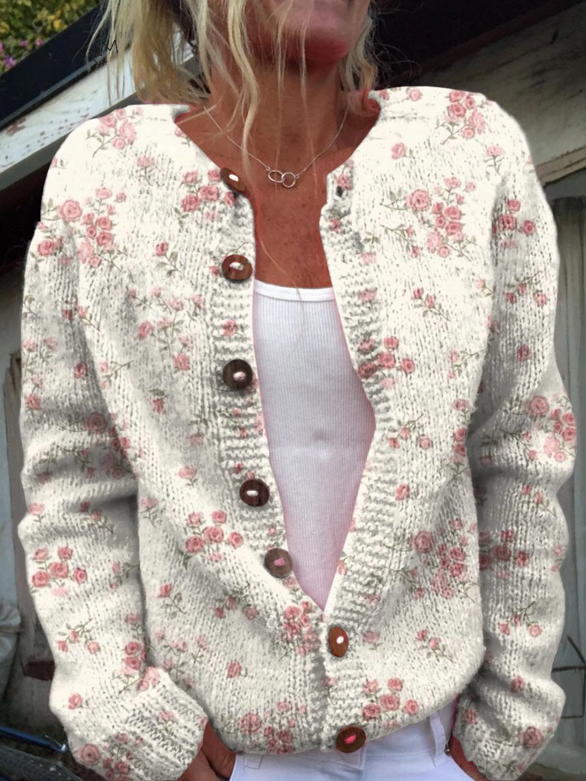 EVANTHEA™ | Cardigan en maille florale vintage