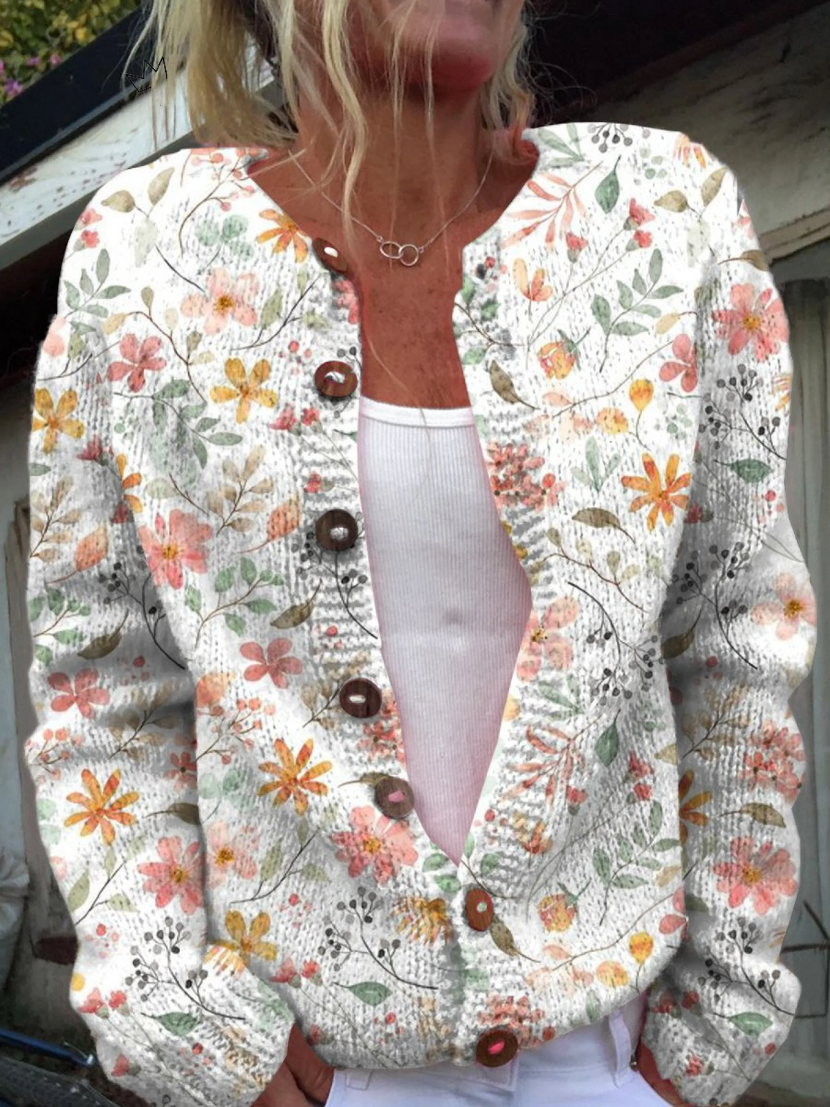 GRETA™ | Cardigan en maille florale vintage