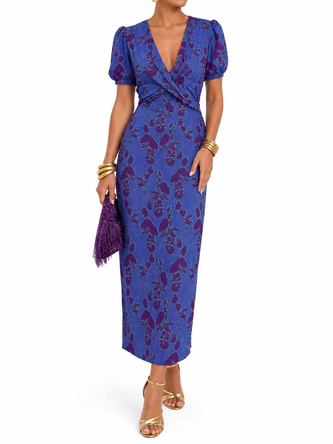 ERNESTINA | Robe longue fleurie verte