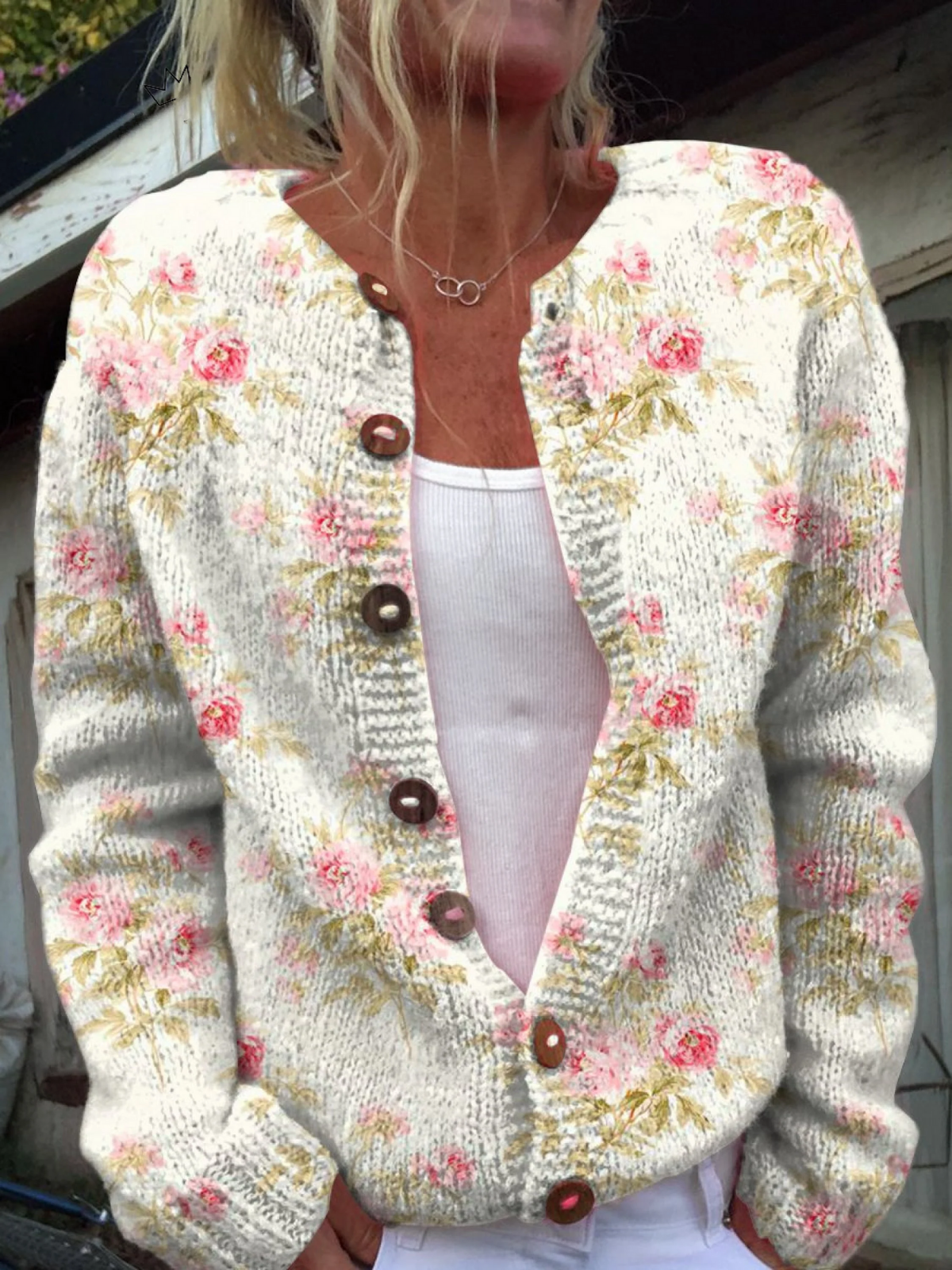 KERENSA™ | Cardigan en maille florale vintage
