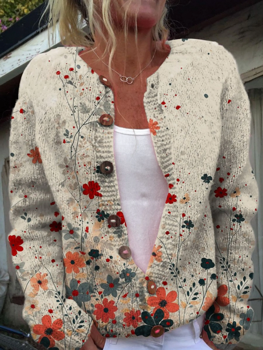 SABRINA™ | Cardigan en maille florale vintage