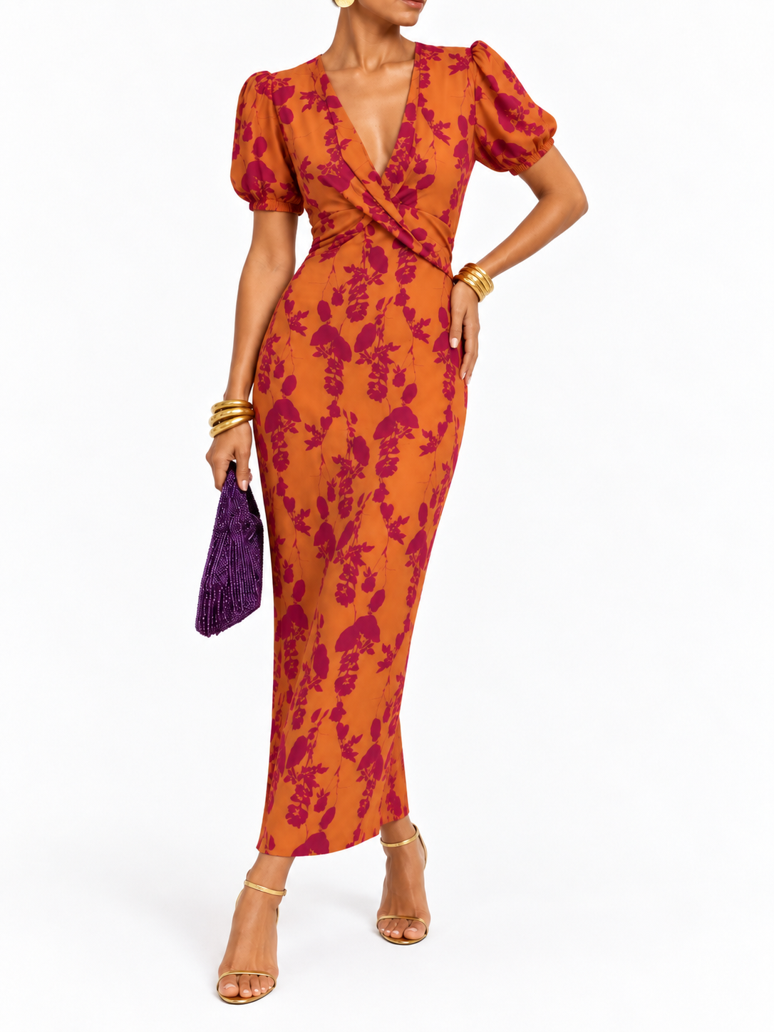 ERNESTINA | Robe longue fleurie verte