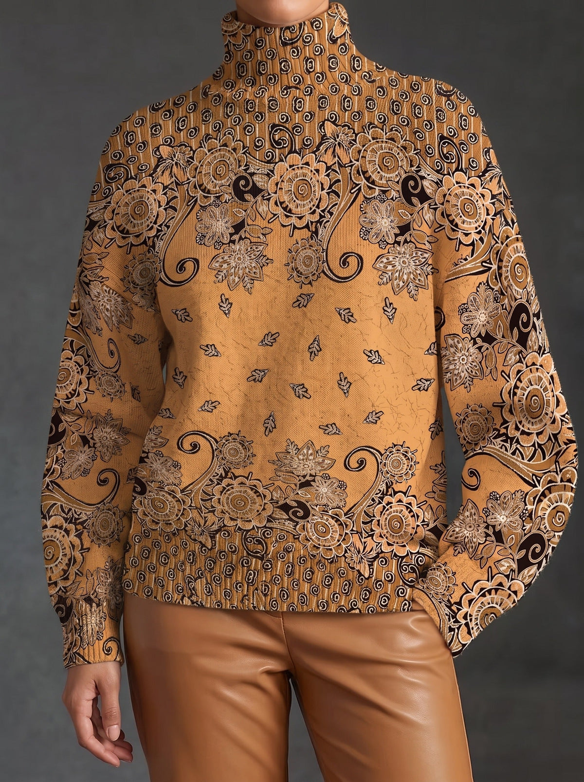 OLEANDER - Pull à Col Roulé Cachemire Caramel